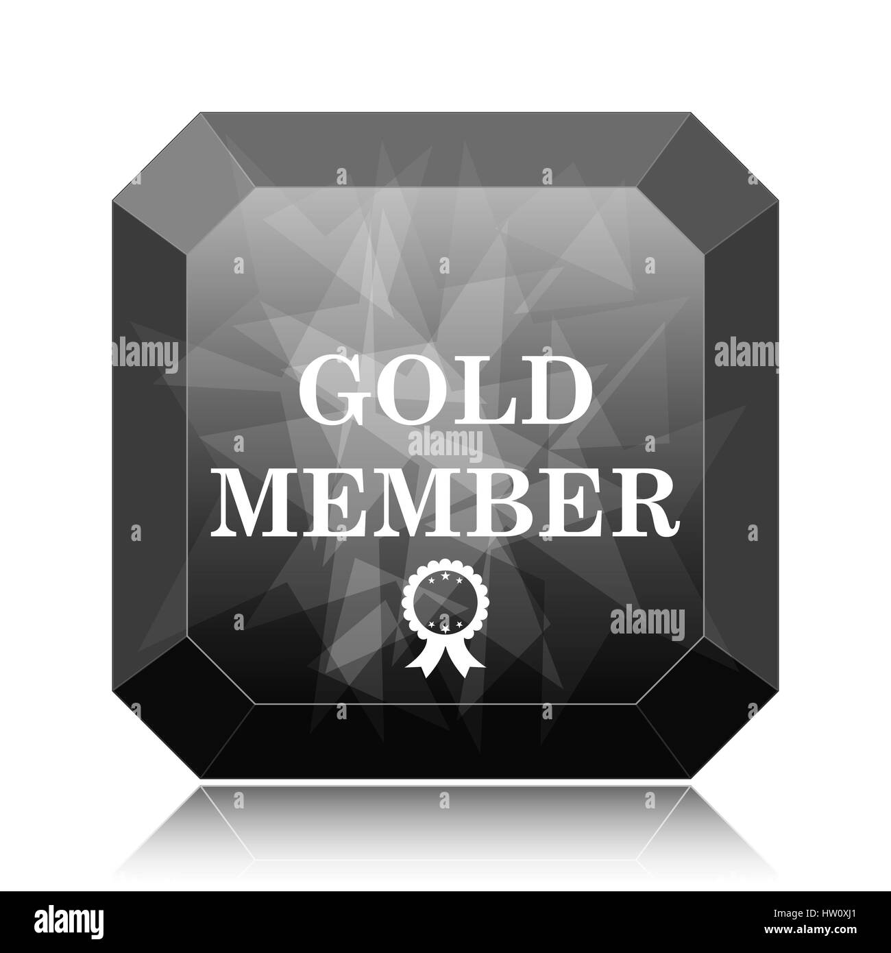 Gold-Mitglied, schwarze Webseite Symbolschaltfläche auf weißem Hintergrund. Stockfoto
