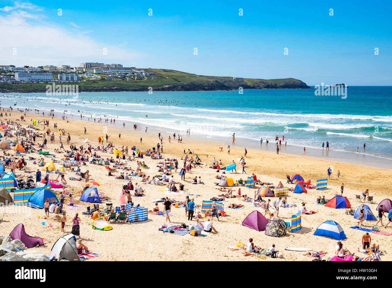 Sommer am fistral Beach in Newquay, Cornwall, England, UK. Stockfoto