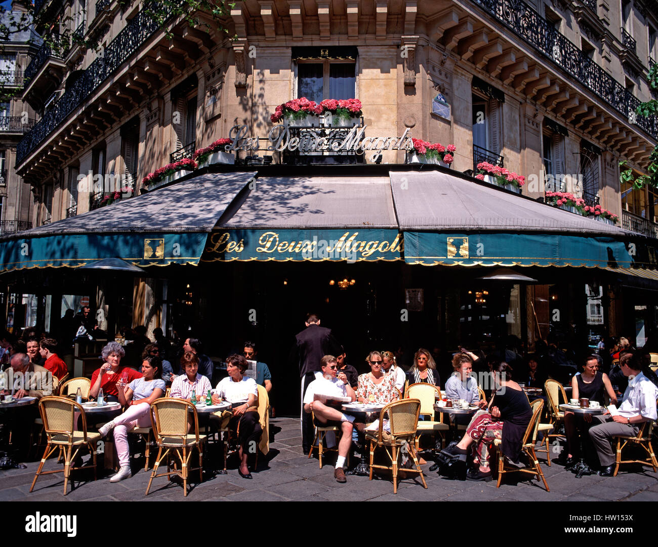 Les Deux Magots Straßencafé, Paris, Frankreich Stockfoto