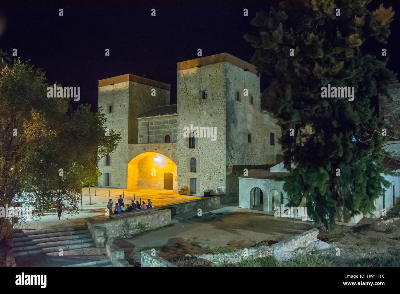 Archäologisches Landesmuseum in der Nacht (Badajoz) Stockfoto