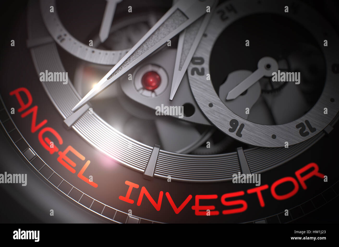 Business Angel Luxus Herren Armbanduhr Mechanismus. 3D. Stockfoto