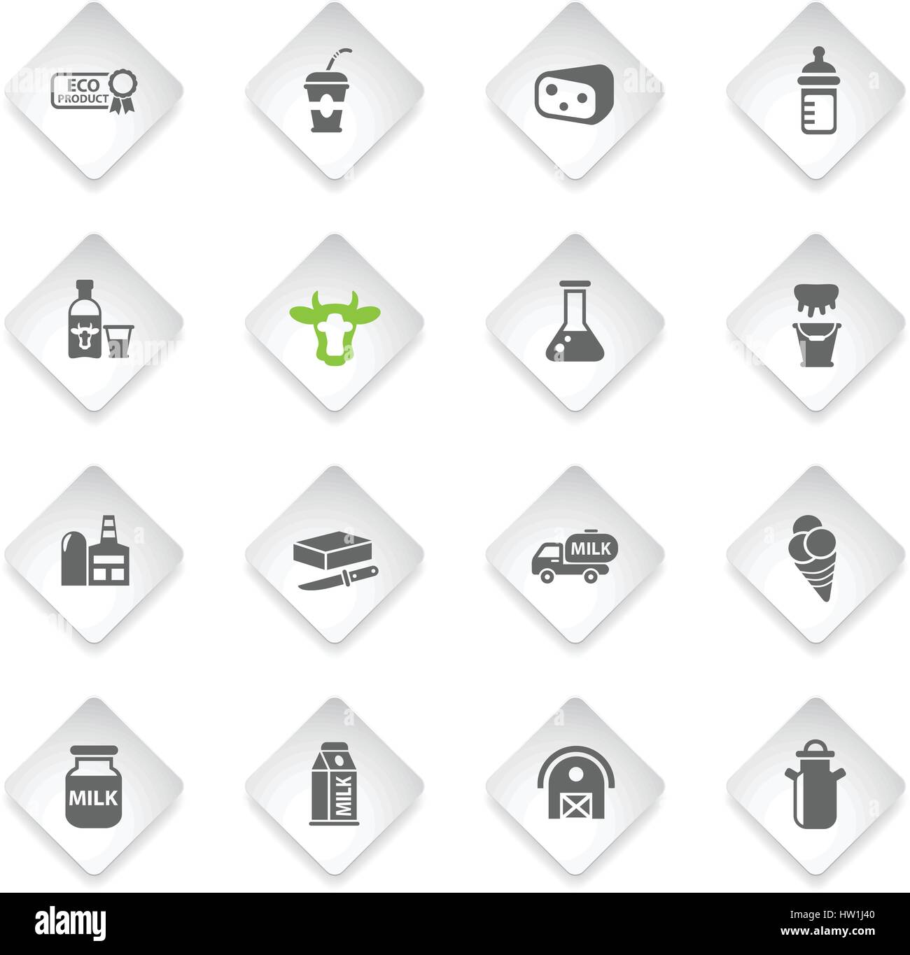 Milch-flache Web-Symbole an User Interfacedesign Stock Vektor