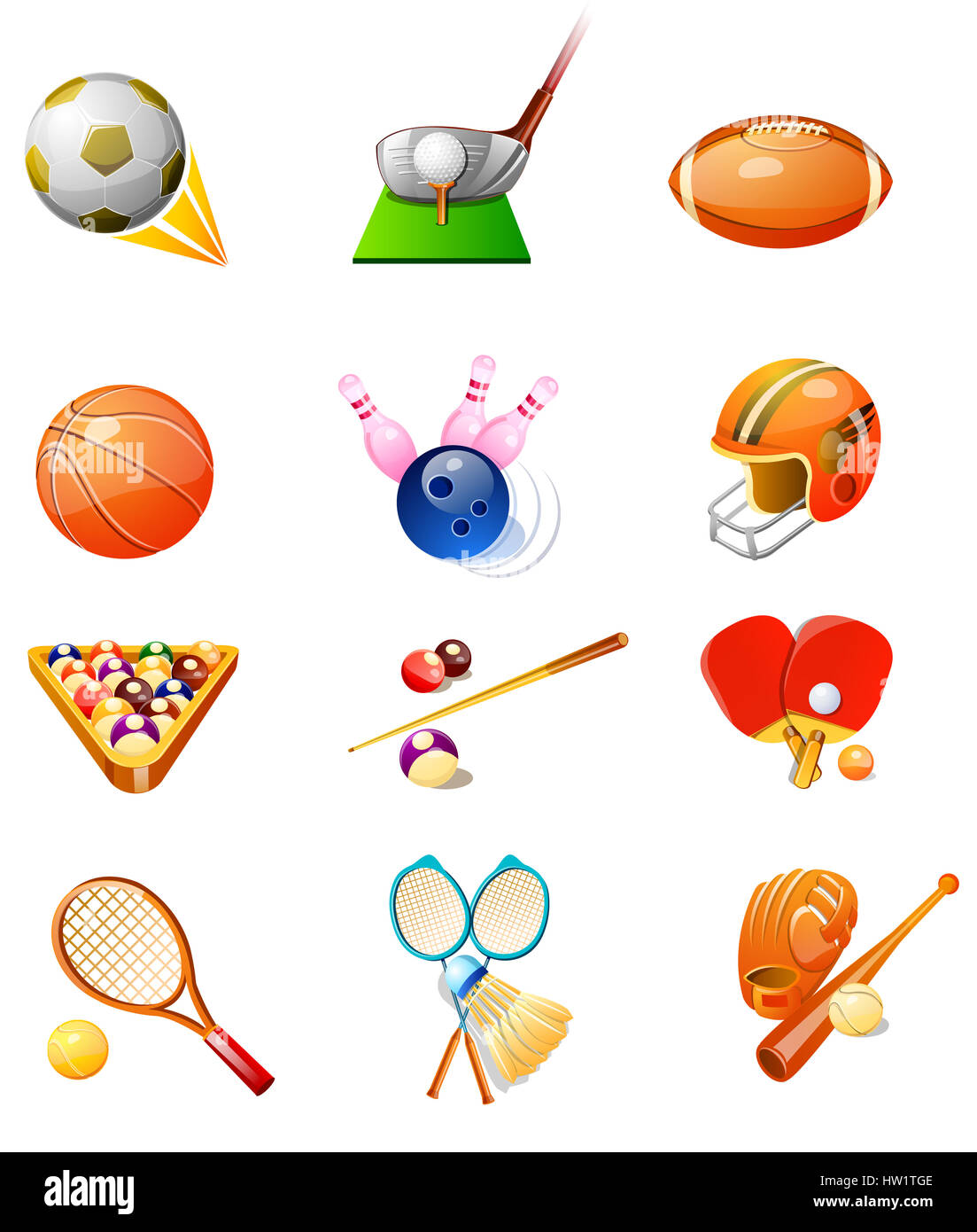 Badminton Schlager Sport Ball Baseball Team Sports Baseballschlager Baseball Handschuh Basketball Bowling Kugel Bowling Bowling Pin Clip Art Clipart Farbe Farbe Farbe Bild Computergrafik Computer Stockfotografie Alamy