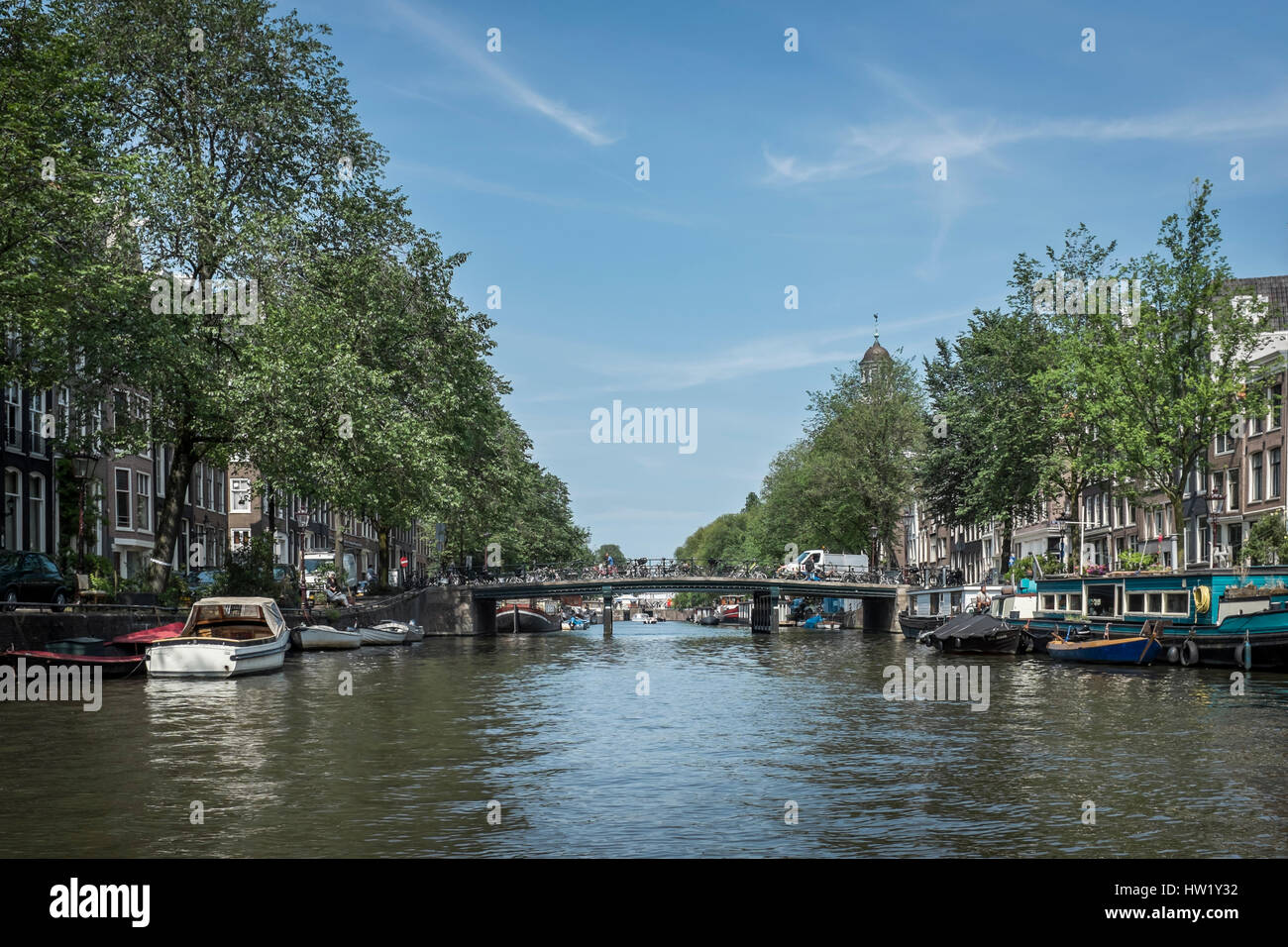 Die schöne Stadt Amsterdam mit seinen berühmten Kanalsystem. Stockfoto