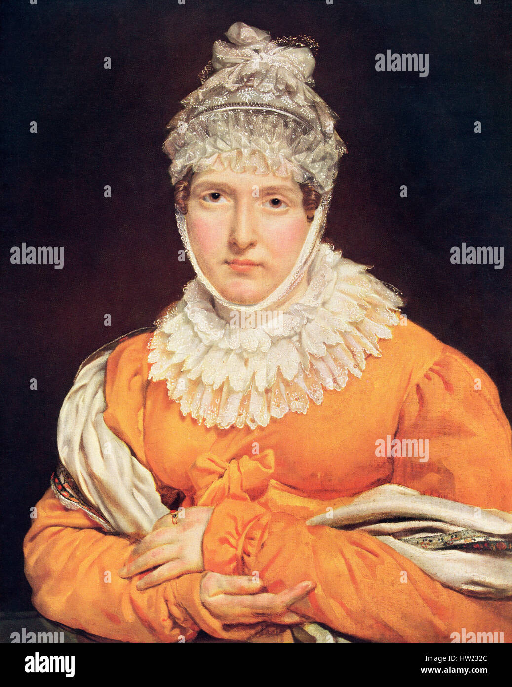Portrait von Jeanne-Fran çoise Julie Adélaïde Récamier, 1777 - 1849, alias Madame Récamier und Juliette. Französische socialite. Nach dem Gemälde von Antoine-Jean Gros aka Baron Gros. Stockfoto