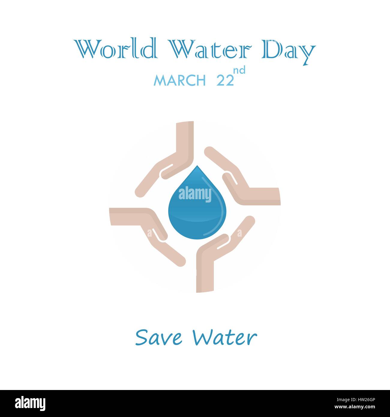 Wassertropfen mit Menschenhand Symbol Vektor-Logo Design-Vorlage. World Water Day Symbol. World Water Day Idee Kampagne für Grußkarten und Poster. Vektor krank Stock Vektor