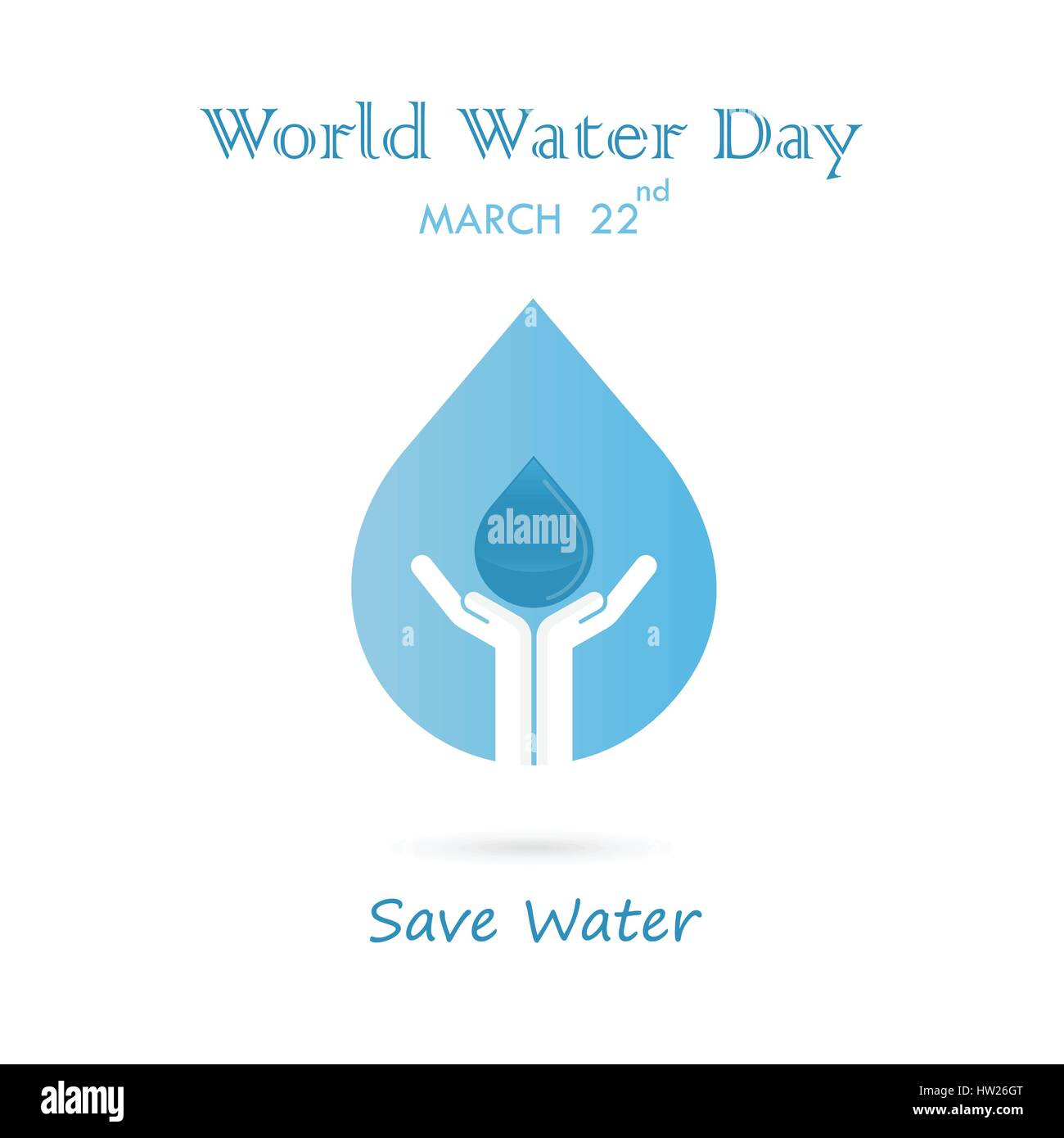 Wassertropfen mit Menschenhand Symbol Vektor-Logo Design-Vorlage. World Water Day Symbol. World Water Day Idee Kampagne für Grußkarten und Poster. Vektor krank Stock Vektor