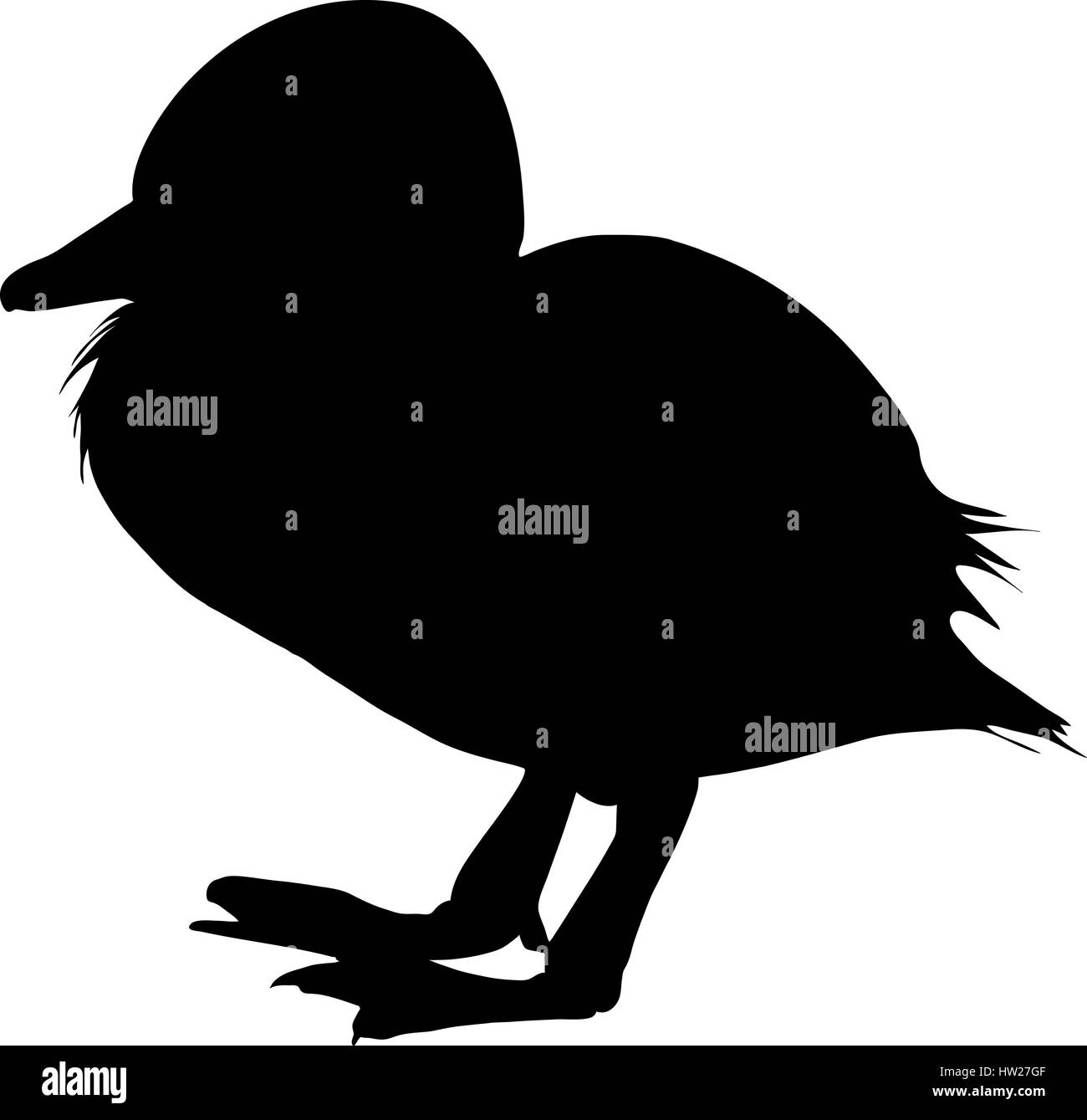 Silhouette von einem Entlein, stehend Stock Vektor