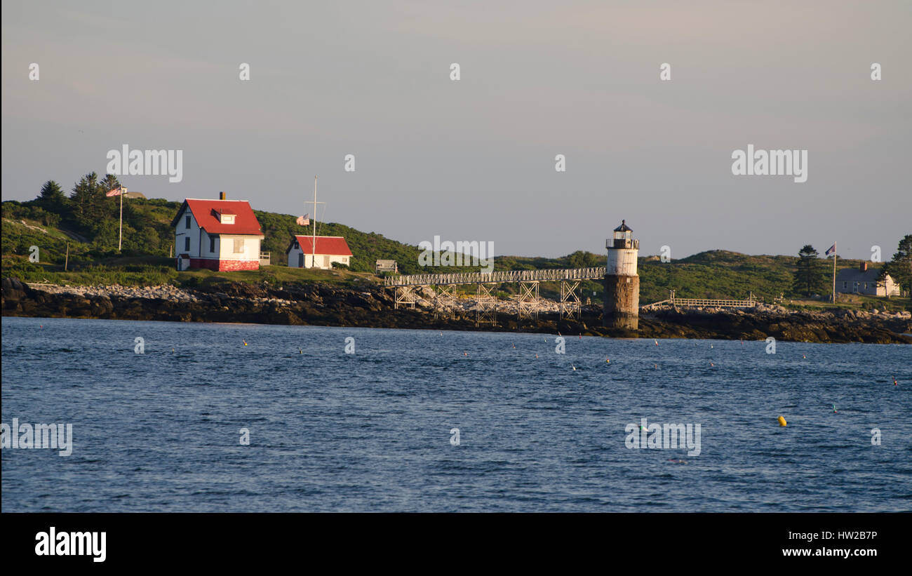 Deer Island Lighthouse Sunset Stockfoto