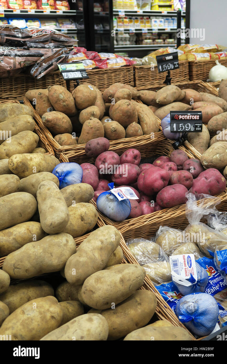 Kartoffeln in Freshh produzieren Abschnitt d ' Agostino Grocery Store in New York City, USA Stockfoto