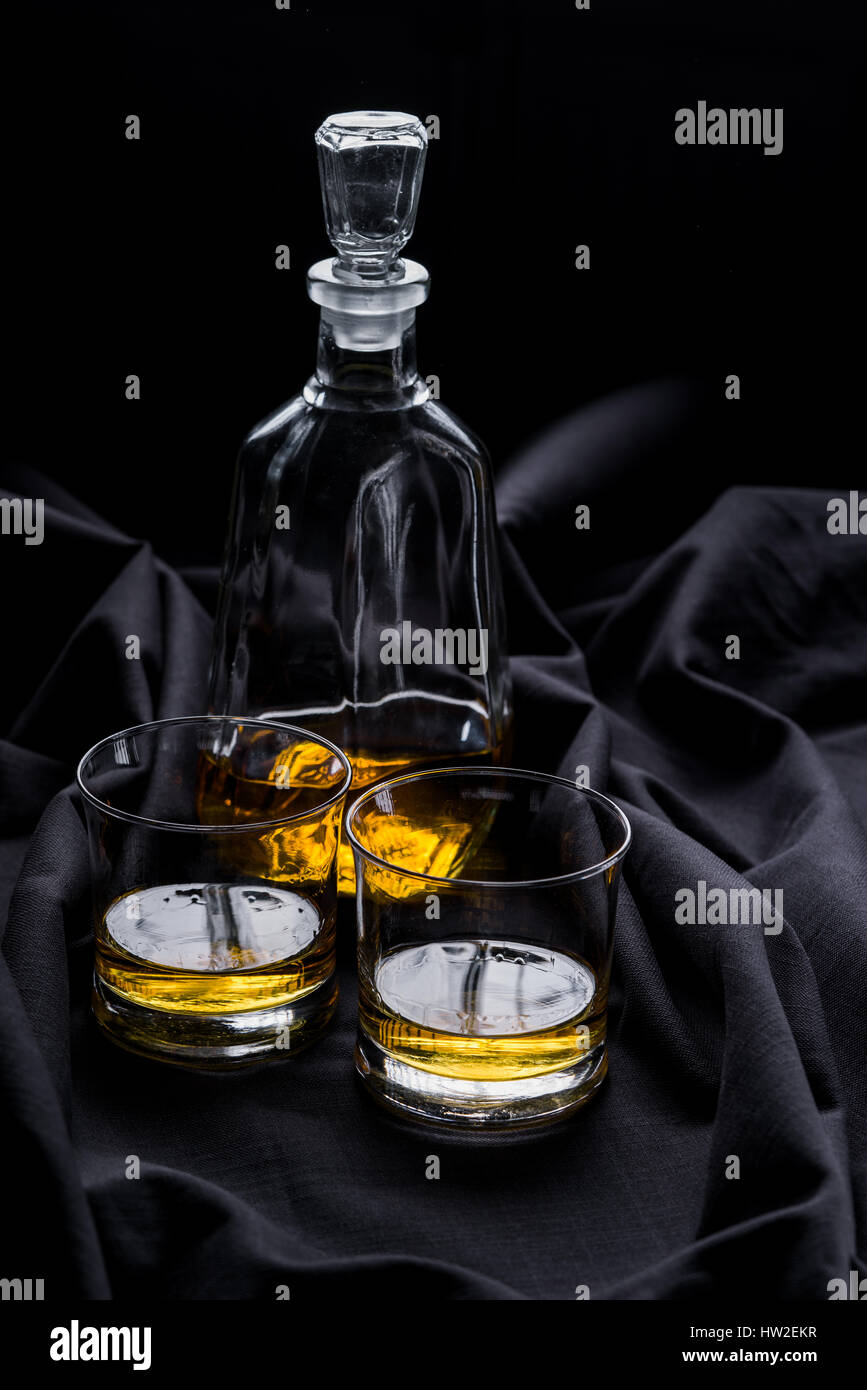 Zwei Gläser single malt scotch Whisky. Stockfoto