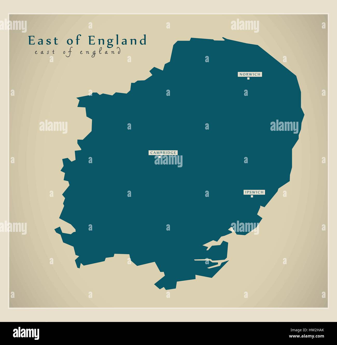 Moderne Karte - East of England Stock Vektor