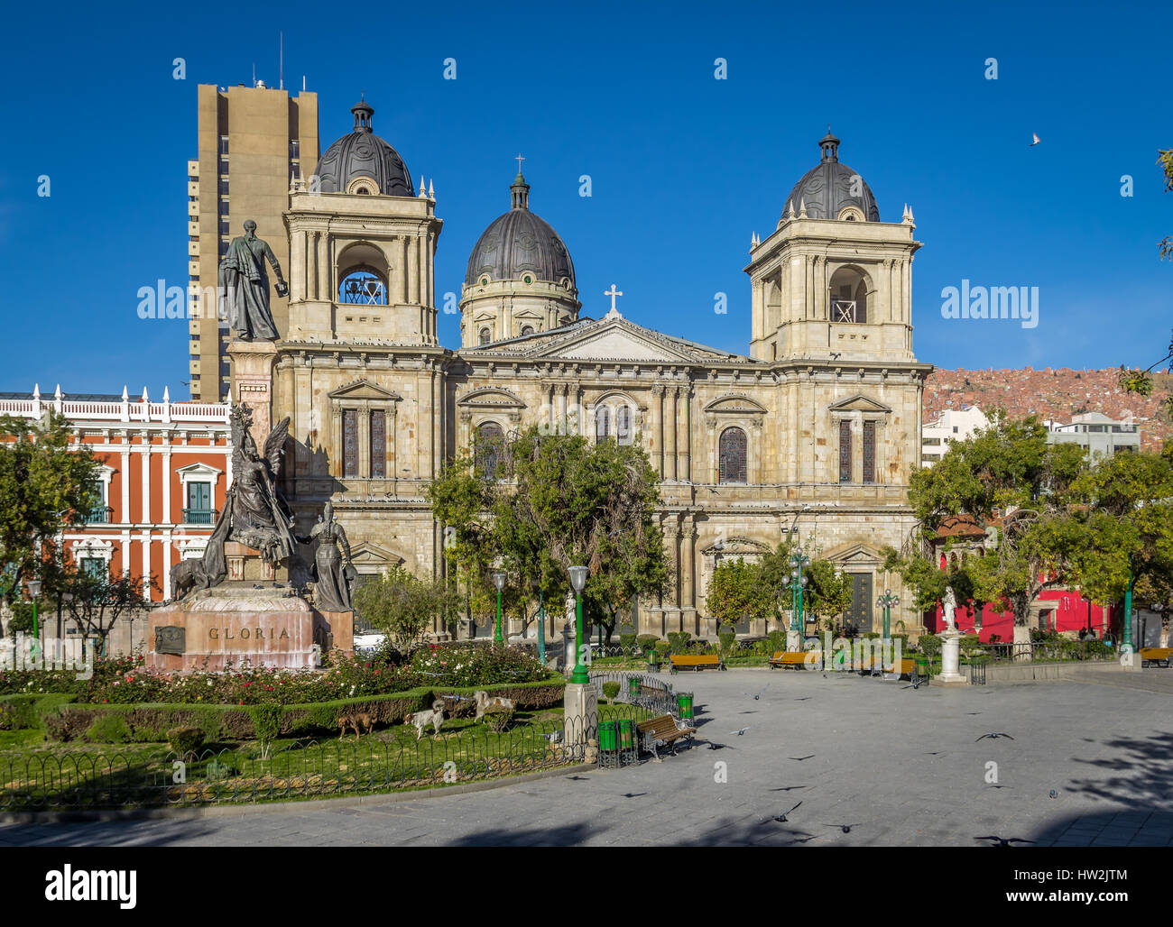 Plaza Murillo und Metropolitan-Kathedrale - La Paz, Bolivien Stockfoto