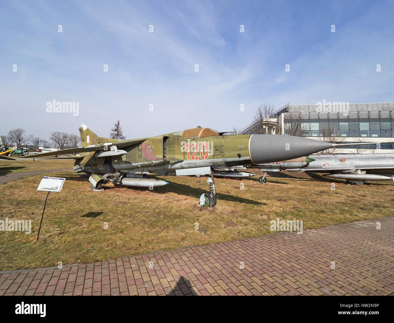 MiG-23 MF "Flogger" an der polnischen Luftfahrtmuseum Krakau in Polen Stockfoto