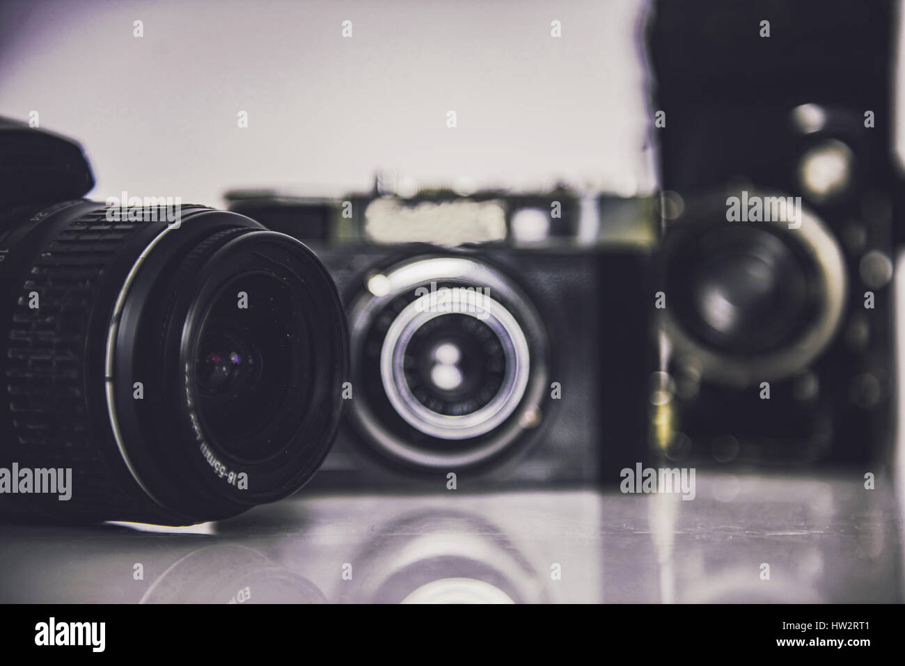 Alte Fotokameras Stockfoto