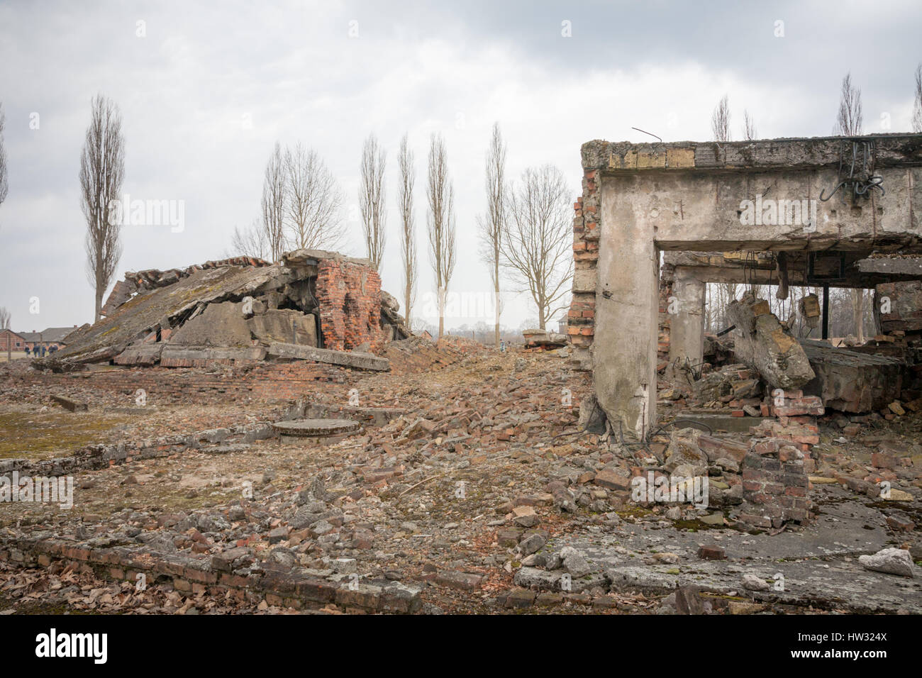 Gaskammer und Krematorium Tod KZ Auschwitz, Polen, zerstört und in Schutt und Asche Stockfoto