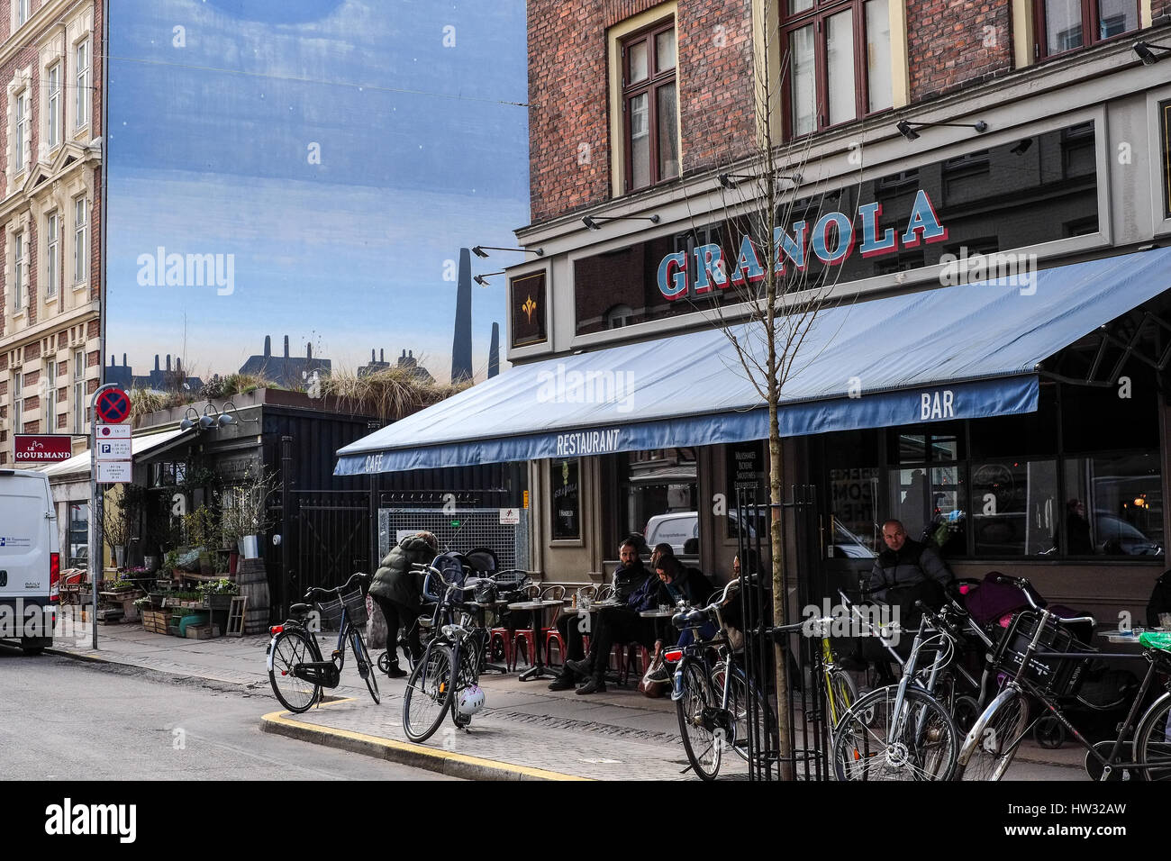 Müsli auf Værnedamsvej, Kopenhagen, Dänemark Stockfoto