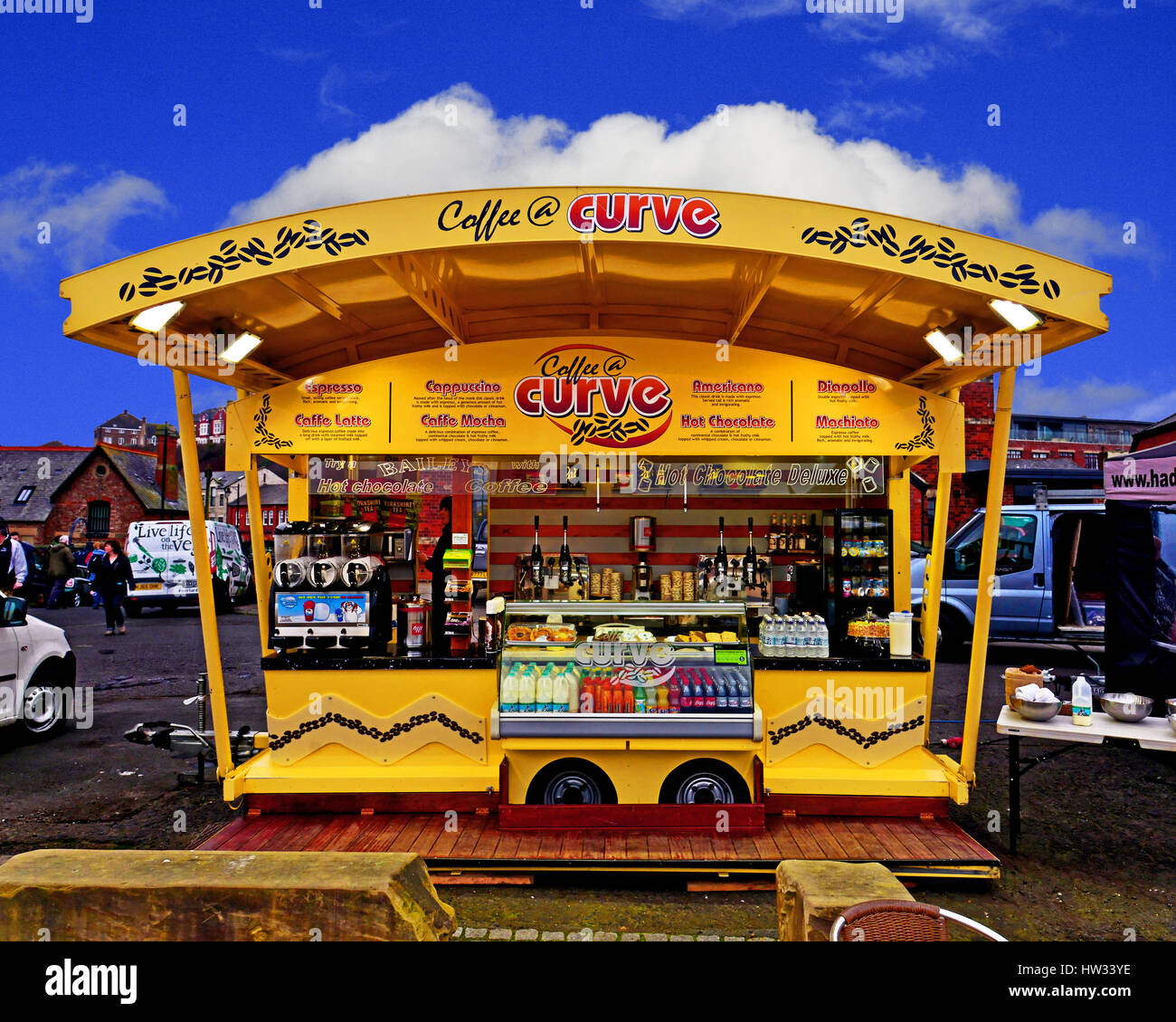 Coffe Kurve Getränkestand North Shields Fisch Kai Stockfoto