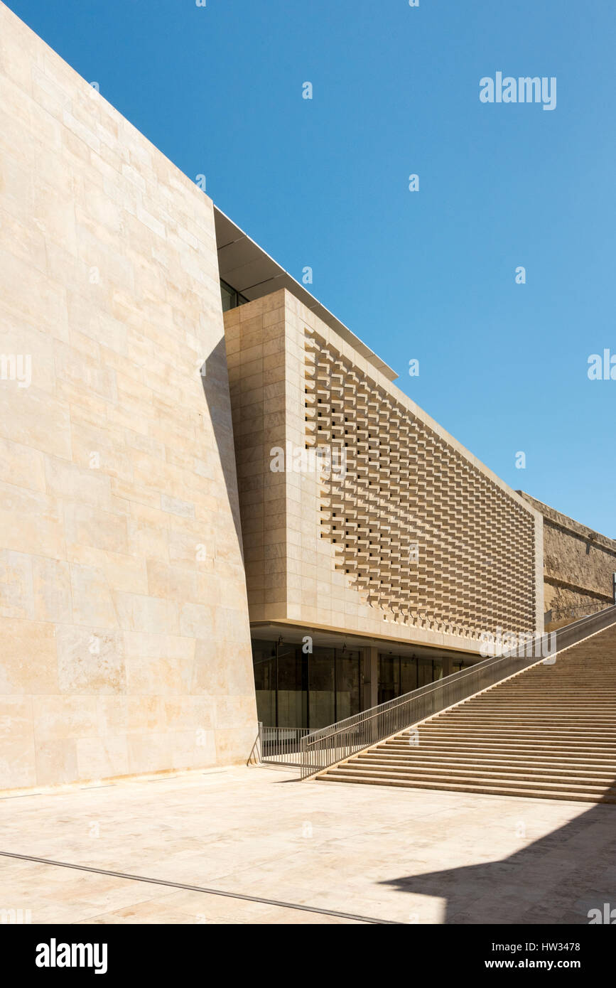 Renzo Piano entworfen Parlamentsgebäude in Valetta Malta. Valetta werden die Kulturhauptstadt Europas im Jahr 2018. Stockfoto