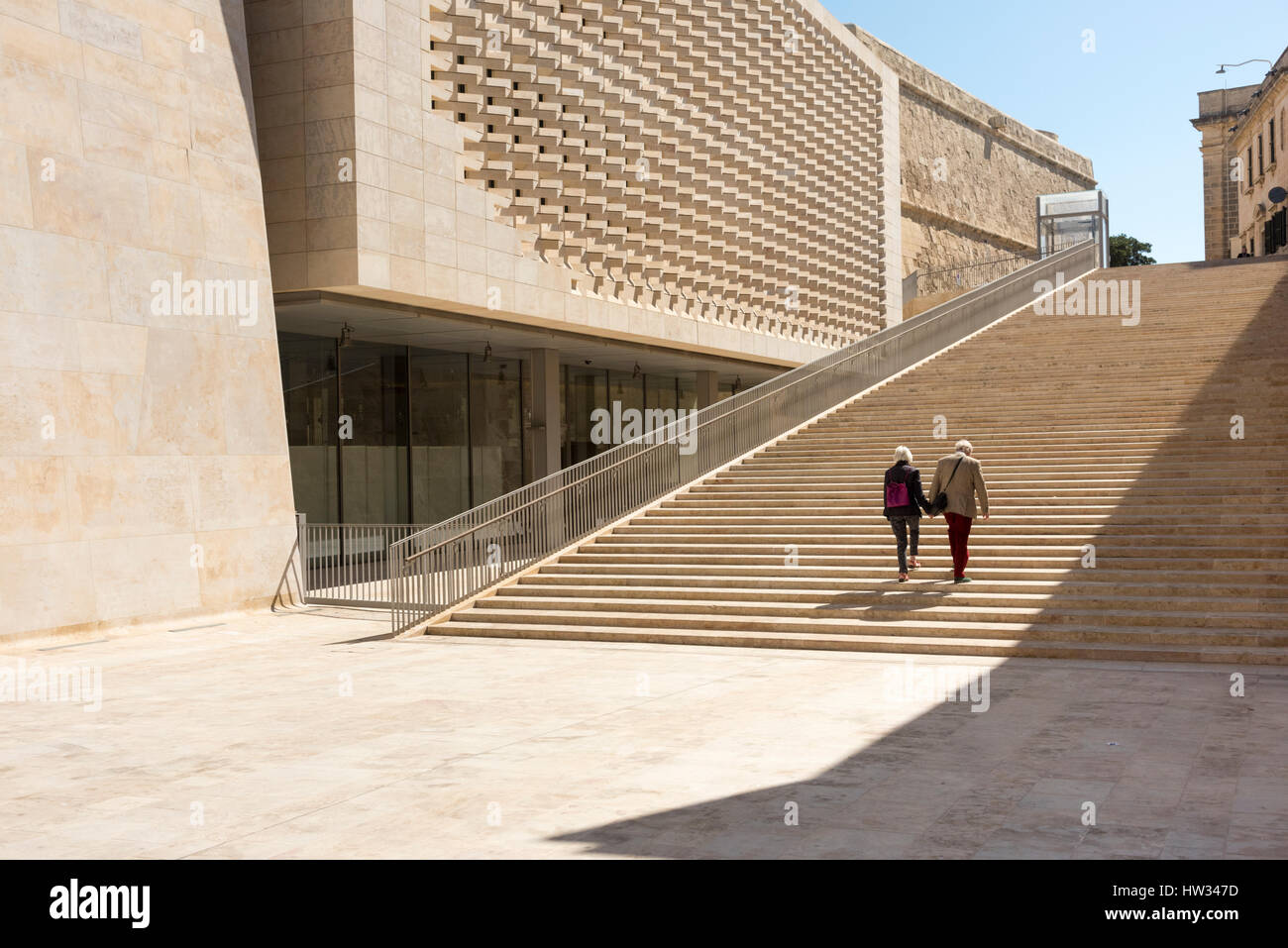 Renzo Piano entworfen Parlamentsgebäude in Valetta Malta. Valetta werden die Kulturhauptstadt Europas im Jahr 2018. Stockfoto