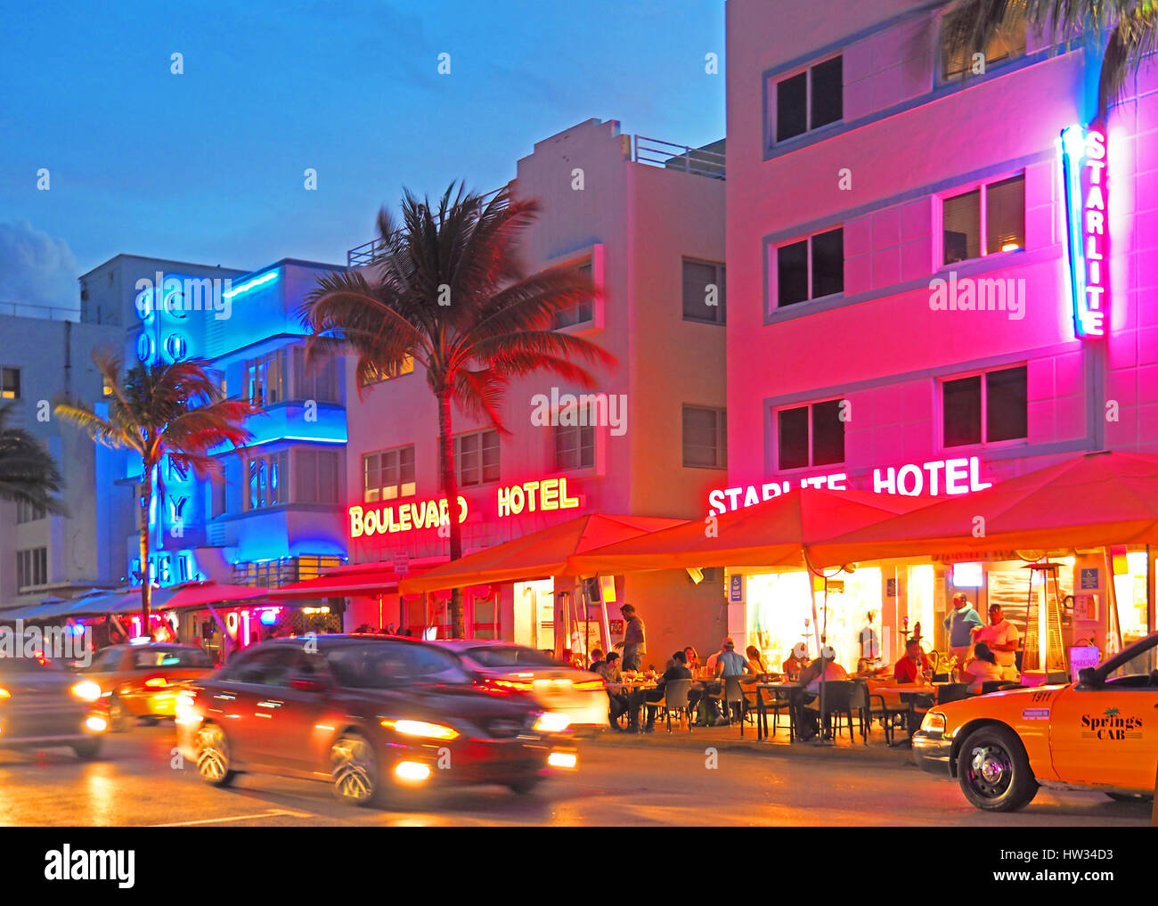 South Beach Art Deco District in Miami. Stockfoto