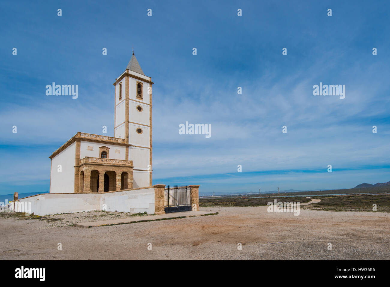 Einsamen verlassenen Kirche La Almadraba de Monteleva, Spanien Stockfoto