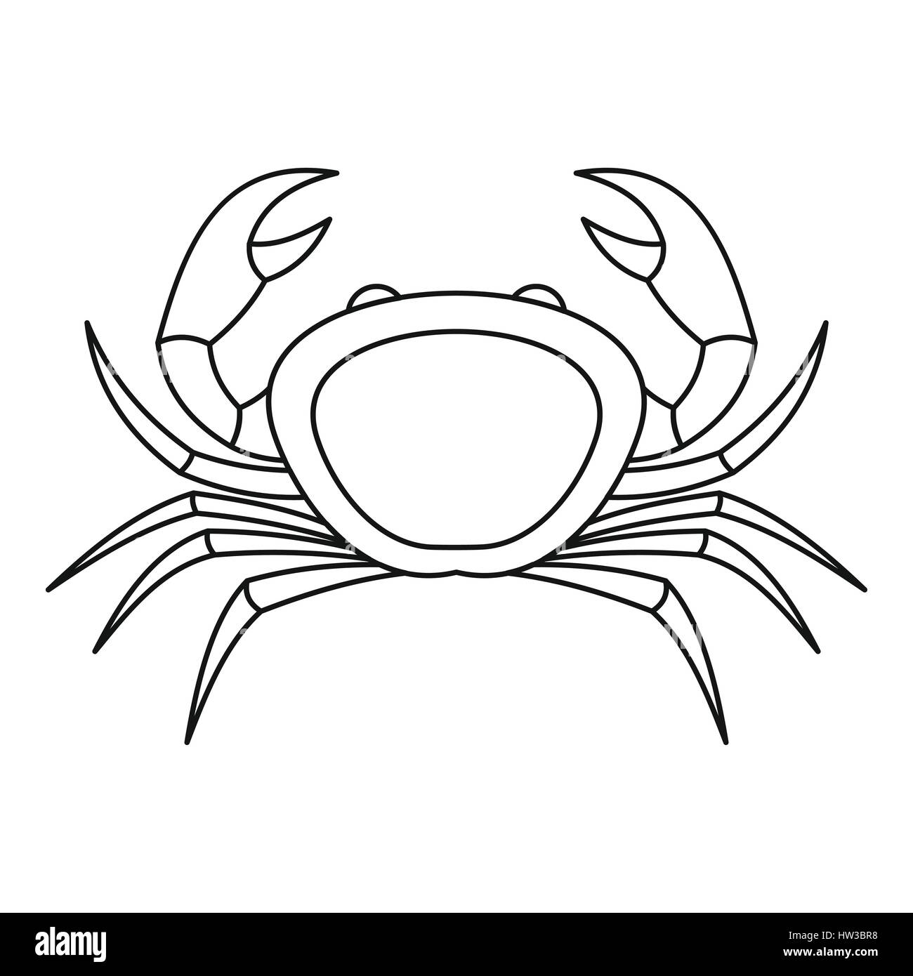 Krabben Sie-Meer Tier Symbol, Umriss-Stil Stock Vektor