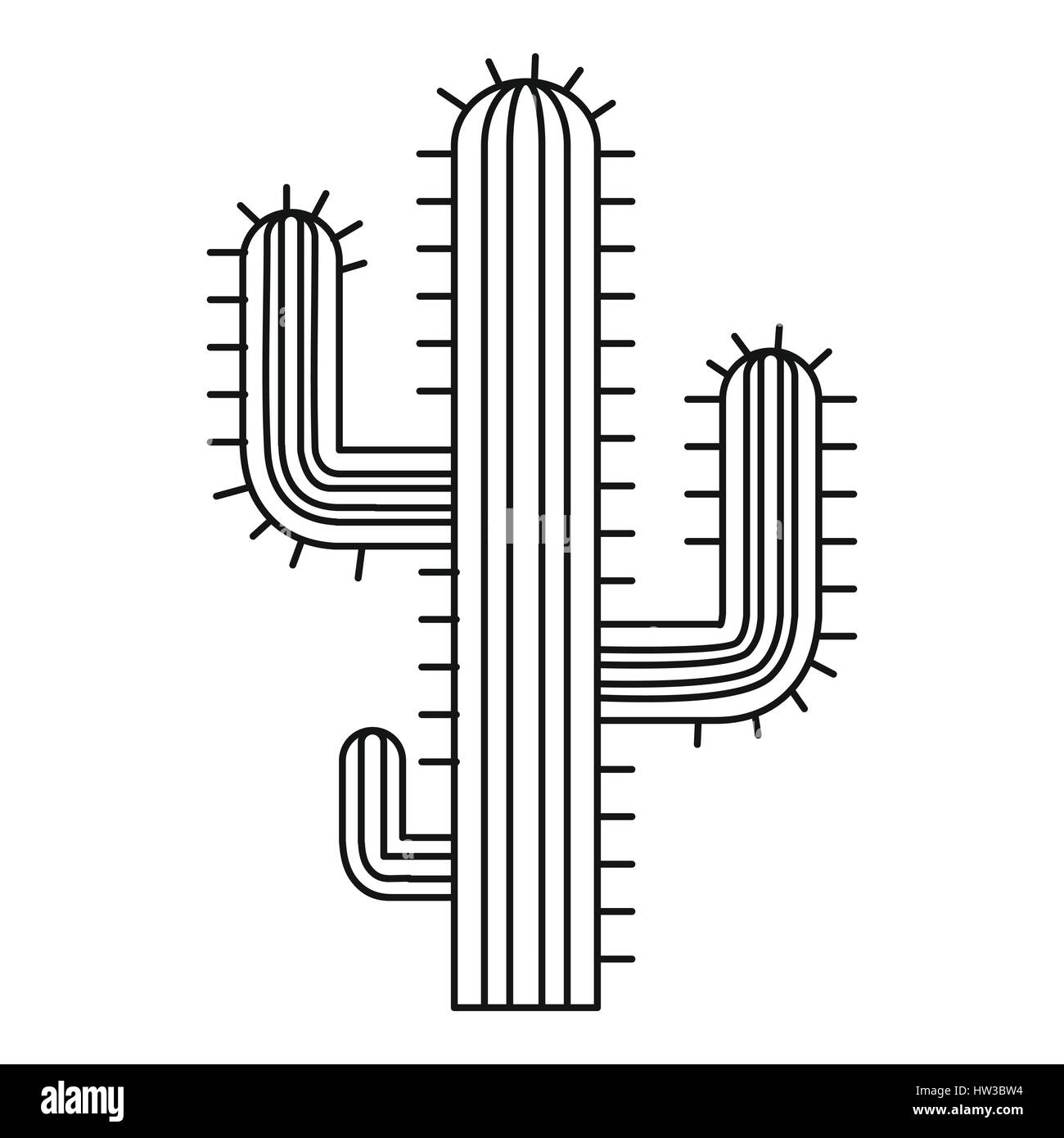 Kaktus, Wstenpflanze Symbol, Umriss-Stil Stock-Vektorgrafik - Alamy