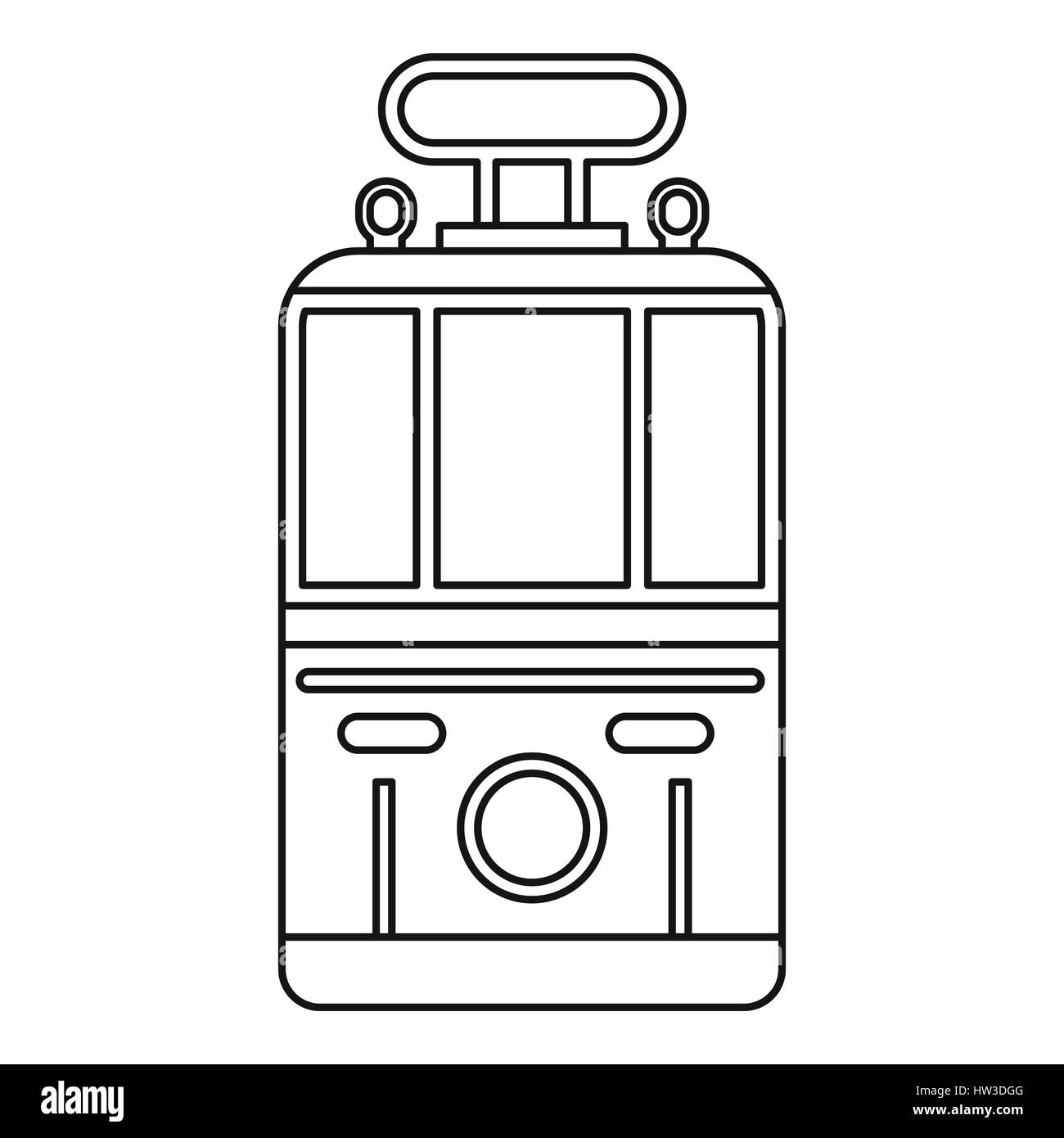 Straßenbahn-Symbol, Umriss-Stil Stock Vektor