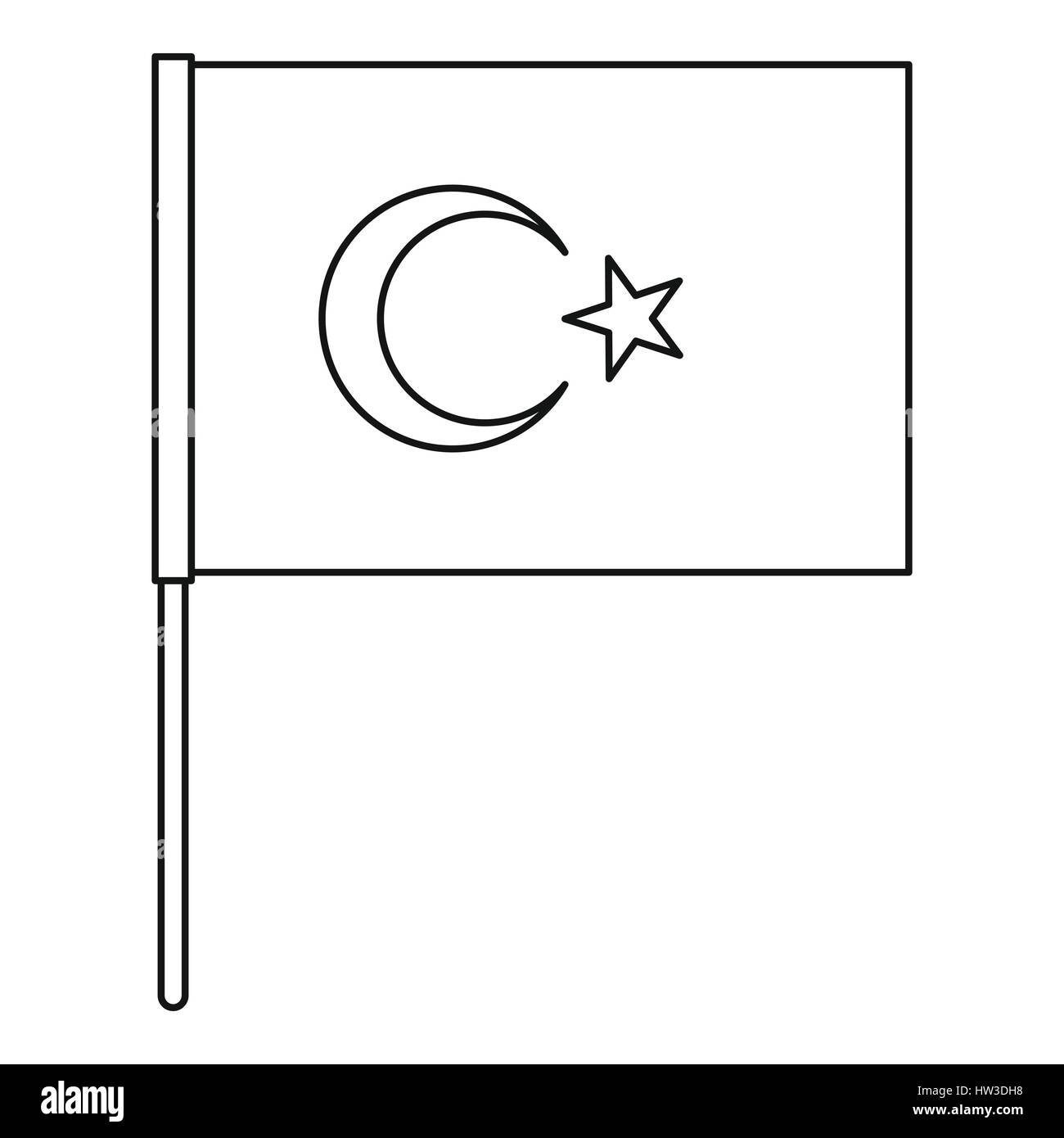 Flagge Der Turkei Symbol Umriss Stil Stock Vektorgrafik Alamy