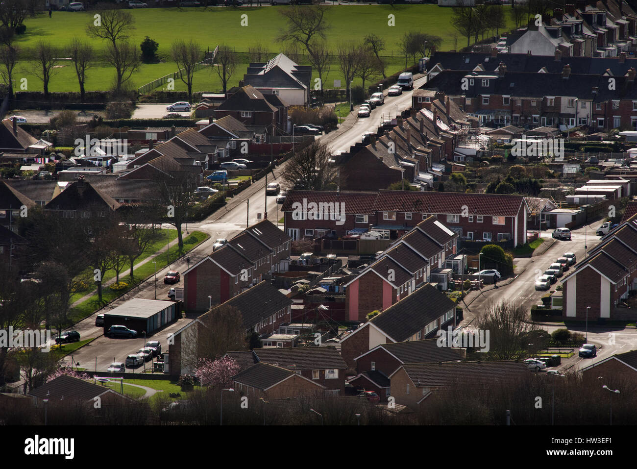 Folkestone, Kent, England UK. März 2017 Wohnsiedlungen in Cheriton Bezirk von Folkestone in Kent. Stockfoto