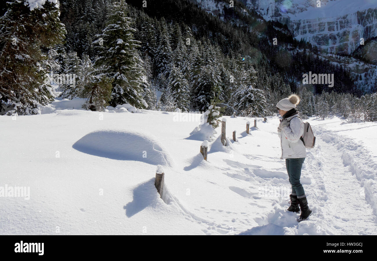 Landschaft der Berge im Winter, Zirkus von Gavarnie Stockfoto