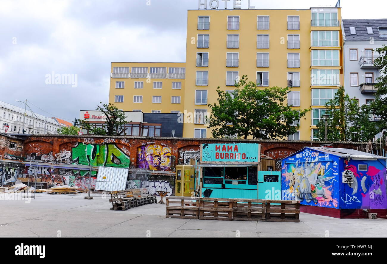 Friedrichshain, die Herstellung von wirtschaftlichen, sozialen und kulturellen Konflikte dort Stockfoto