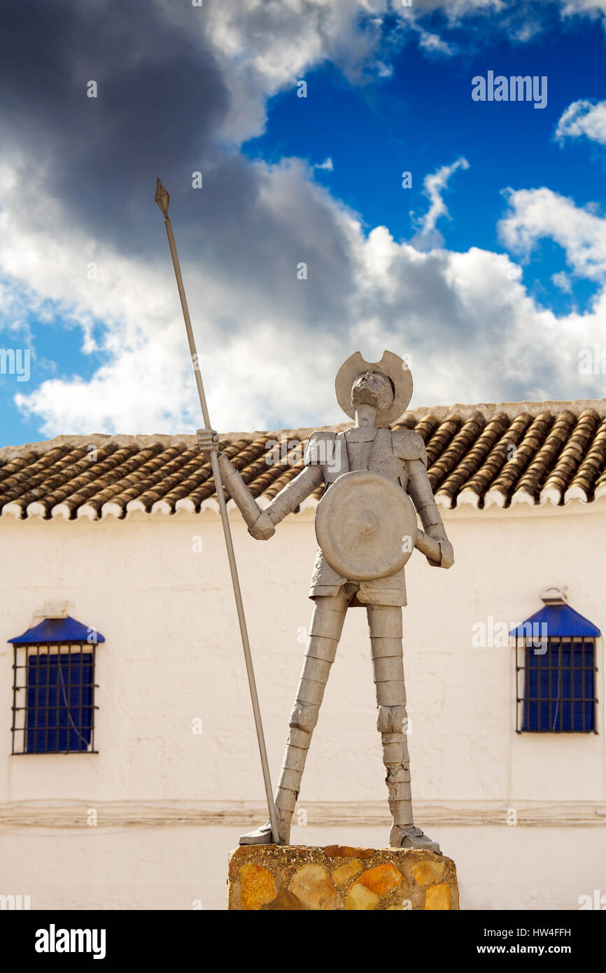 Skulptur des Don Quijote. Venta del Quijote. Puerto Lapice, Provinz Ciudad Real, Castilla La Mancha, Spanien Europa Stockfoto