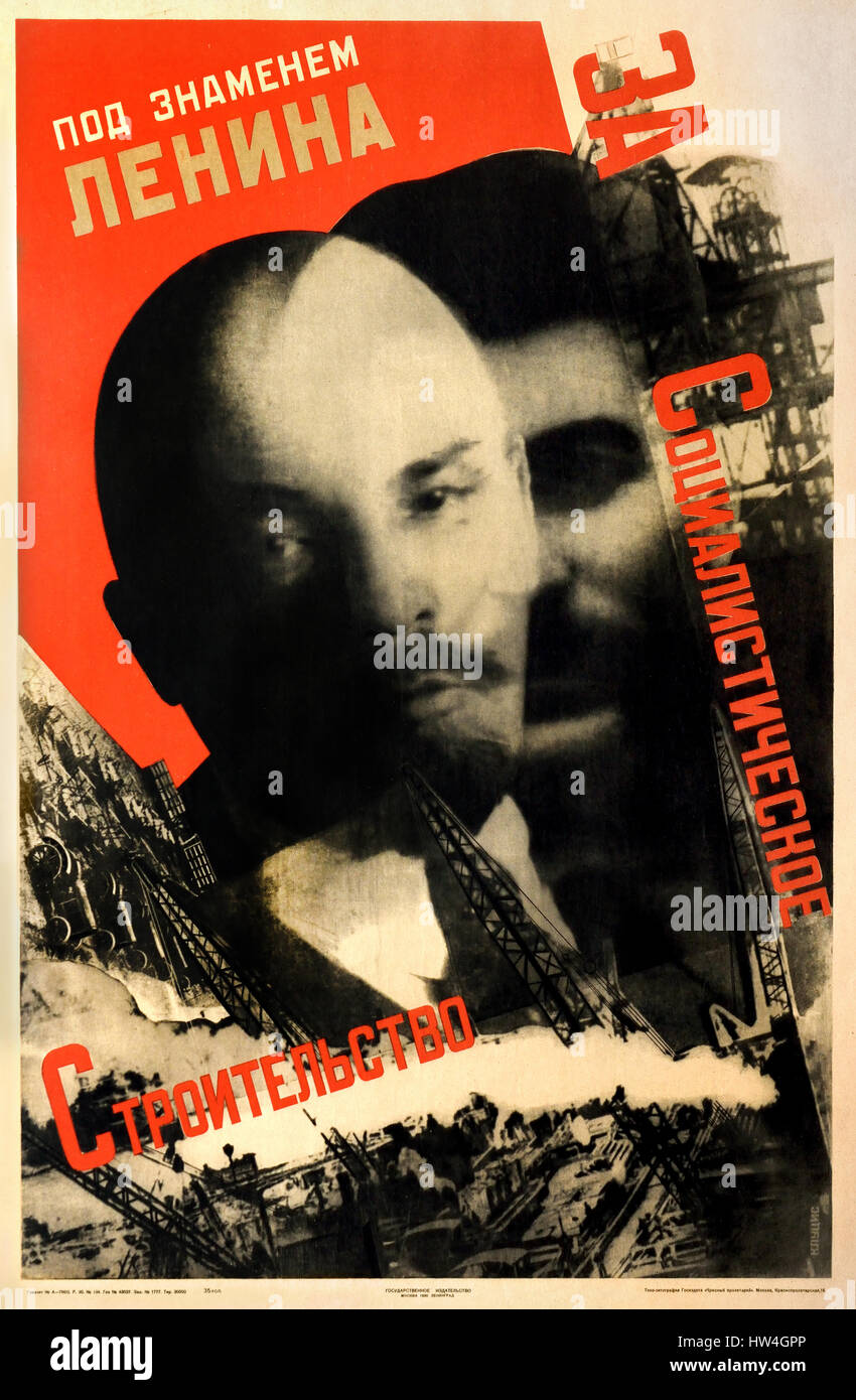 Gustav Klucis (Густав Клуцис), unter dem Banner der Lenin für den sozialistischen Aufbau (Под Строительство Социалистическое знаменем ЛЕНИНА за), 1930 Russische Propaganda - Werbung poster Russland UDSSR (Russische Revolution 1917 - 1952) Stockfoto