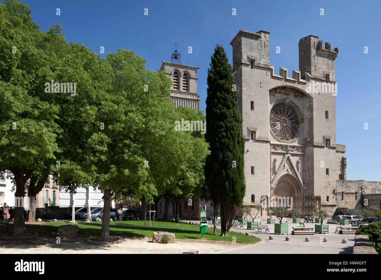 Die Fassade von Béziers Kathedrale in Languedoc-Roussilon, Frankreich. Stockfoto