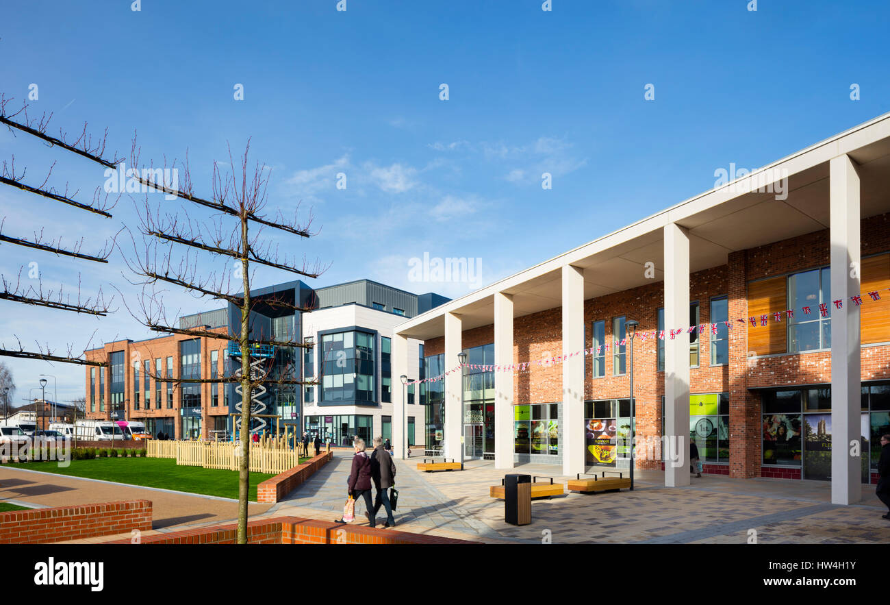 Außenansicht des Flemingate, ein neues Einkaufs- und Freizeit-Veranstaltungsort in Beverley, Yorkshire, Großbritannien. Stockfoto