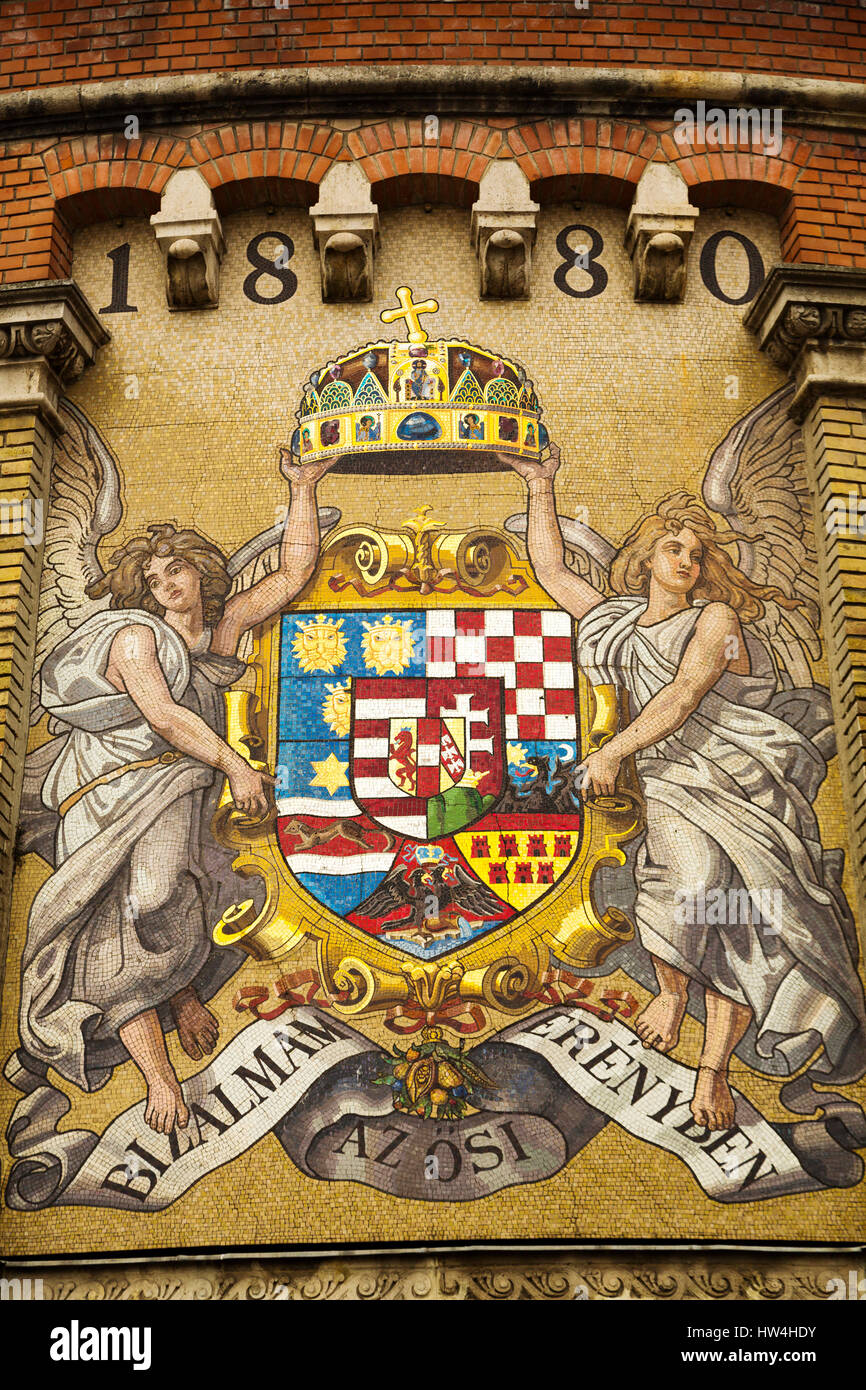 Ungarische Wappen. Budapest Ungarn, Südosteuropa Stockfoto