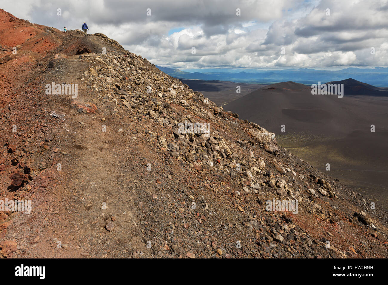 Wandern Wanderweg Aufstieg zum Norden Durchbruch große Tolbachik Fissur Eruption 1975 Stockfoto