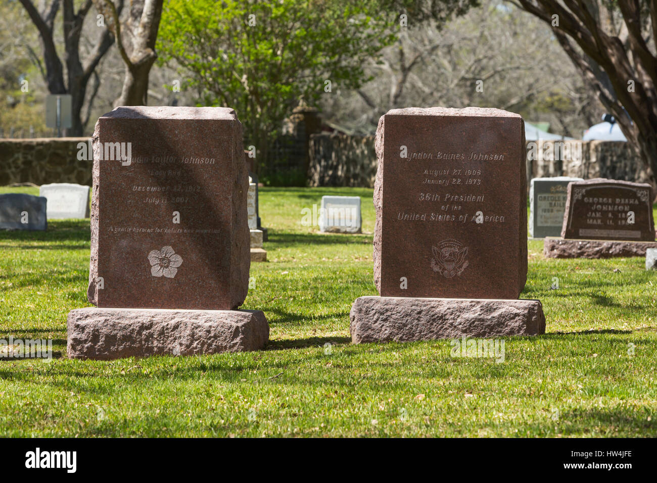 Grabstätte von Lyndon B und Ladybird Johnson, Lyndon B Johnson National Historical Park, TX, USA Stockfoto