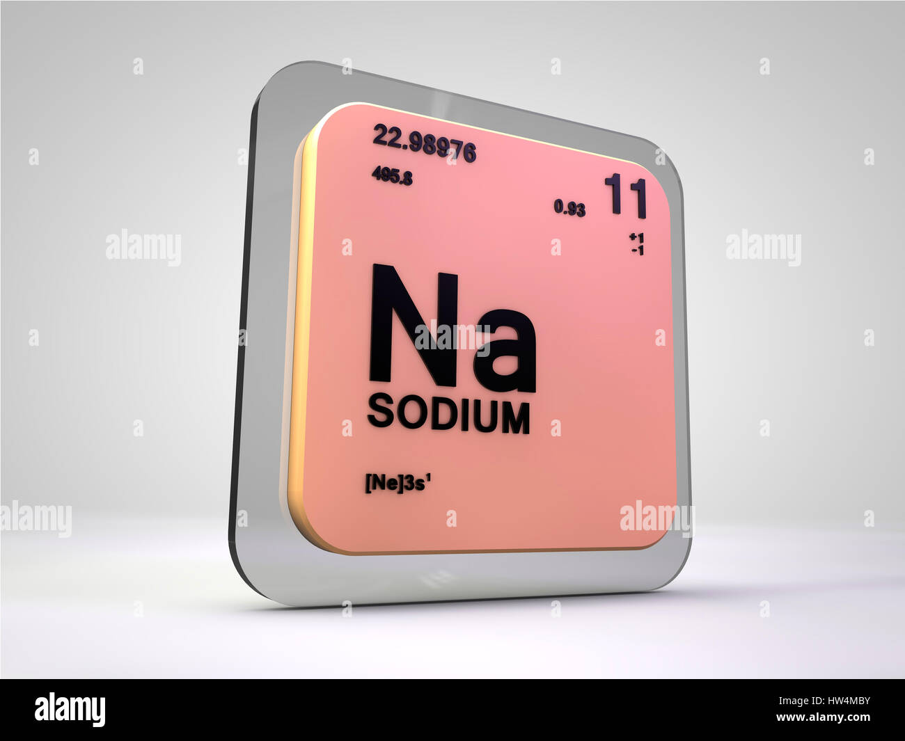 Natrium - Na - Chemisches Element Periodensystem 3d render Stockfoto