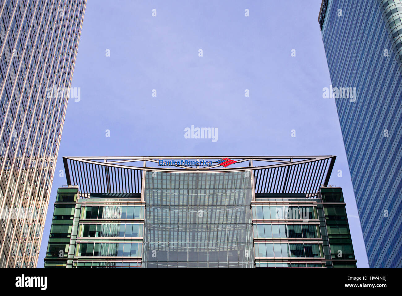 Bank of America Hauptquartier, Bürogebäude Architektur. Canada Square, Canary Wharf. London. UK Stockfoto