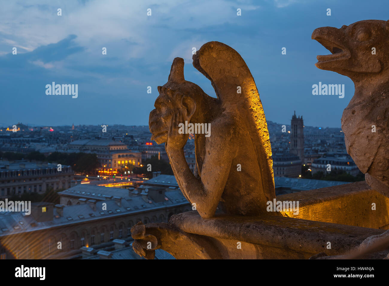 Chimera (gargoyle) der Kathedrale von Notre Dame de Paris, Frankreich Stockfoto