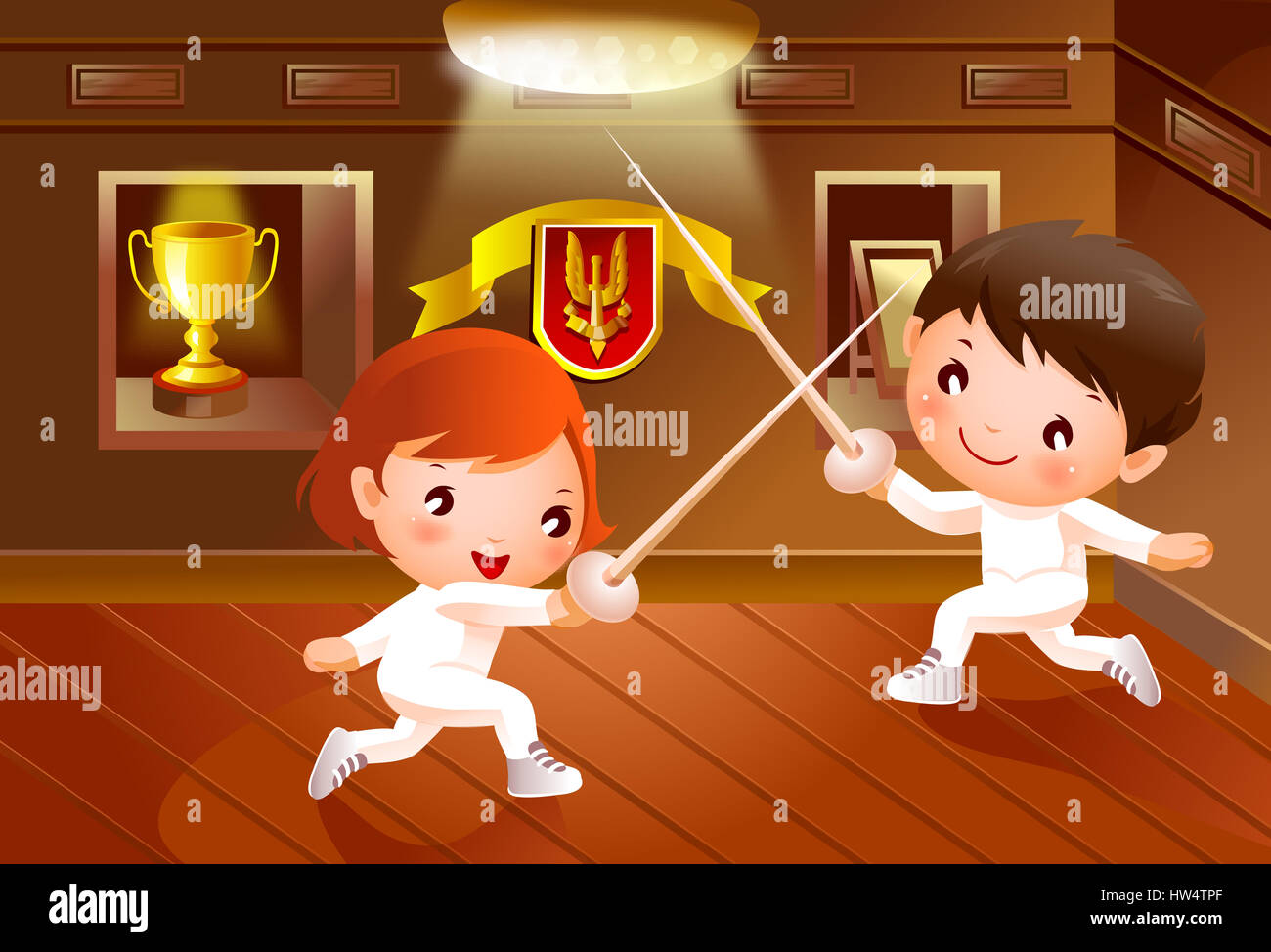 Illustration Two People Fencing Stockfotos Und Bilder Kaufen Alamy
