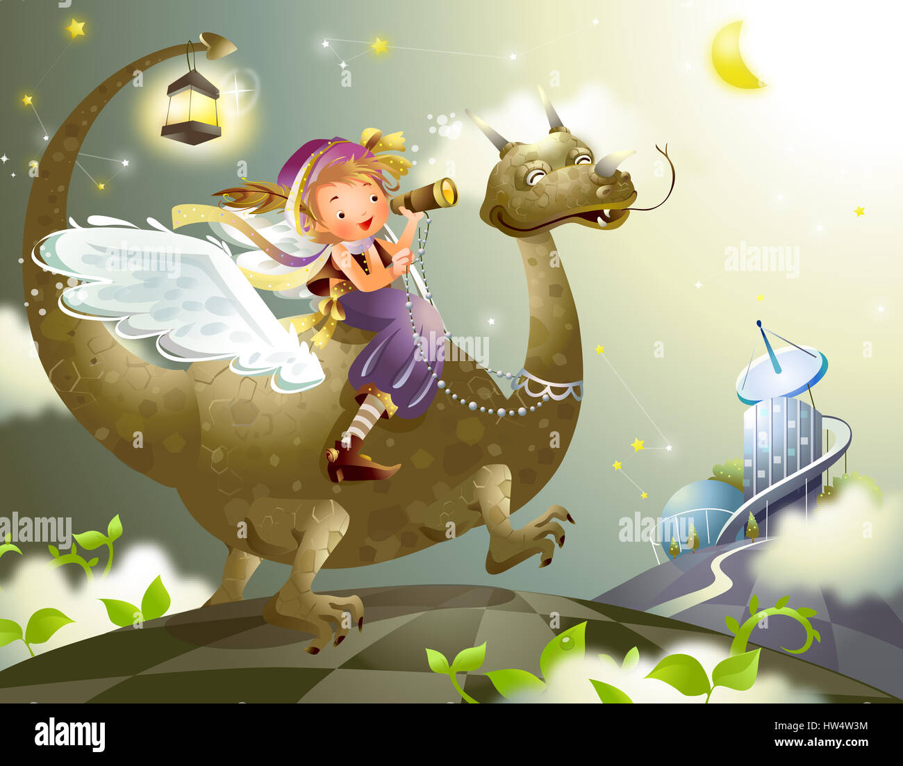 Antenne, Architektur, Fernglas, Außen, Gebäude Struktur, Clipart, Farbe, Farbe, Farbe, Bild, Computer Graphics, digital erzeugten Bild, Dinosaurier, volle Länge, Grafiken, Hängen, horizontale, Illustration, Laternen, Blatt, Leine, schauen durch ein Stockfoto