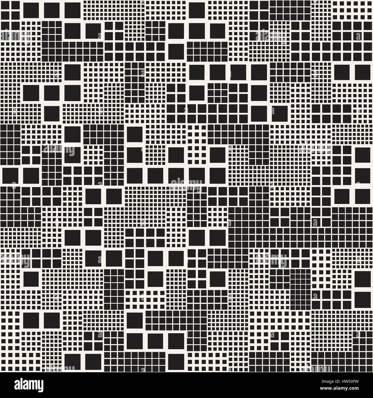 Endlosen abstrakten Hintergrund mit zufälliger Größe Quadrate. Vector Seamless Pattern. Stock Vektor