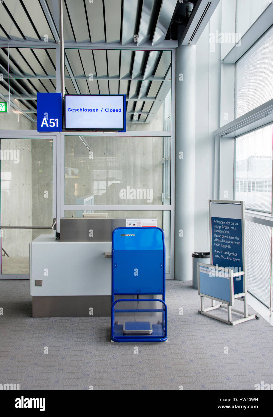 Flughafen Internat Kontroll- und Gepäckkontrolle Kabine Stockfoto