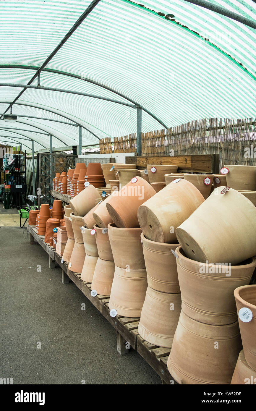 Gartencenter Keramiktöpfen Freizeit Gartenarbeit Business Aufsteller Stockfoto