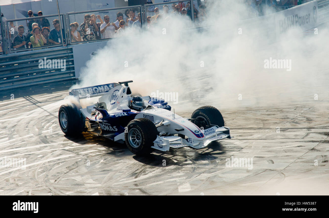 ROM, ITALIEN - 23. JUNI 2007. Formel 1 Sauber Bmw mit Sebastian Vettel Rennen Fahrprüfung Sauber Bmw Rom Festival Stockfoto