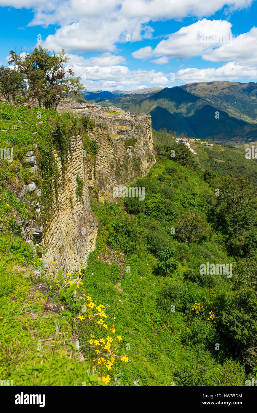 Außenwände der Festung Kuelap, Chachapoyas Kultur, Provinz Amazonas, Peru, Südamerika Stockfoto